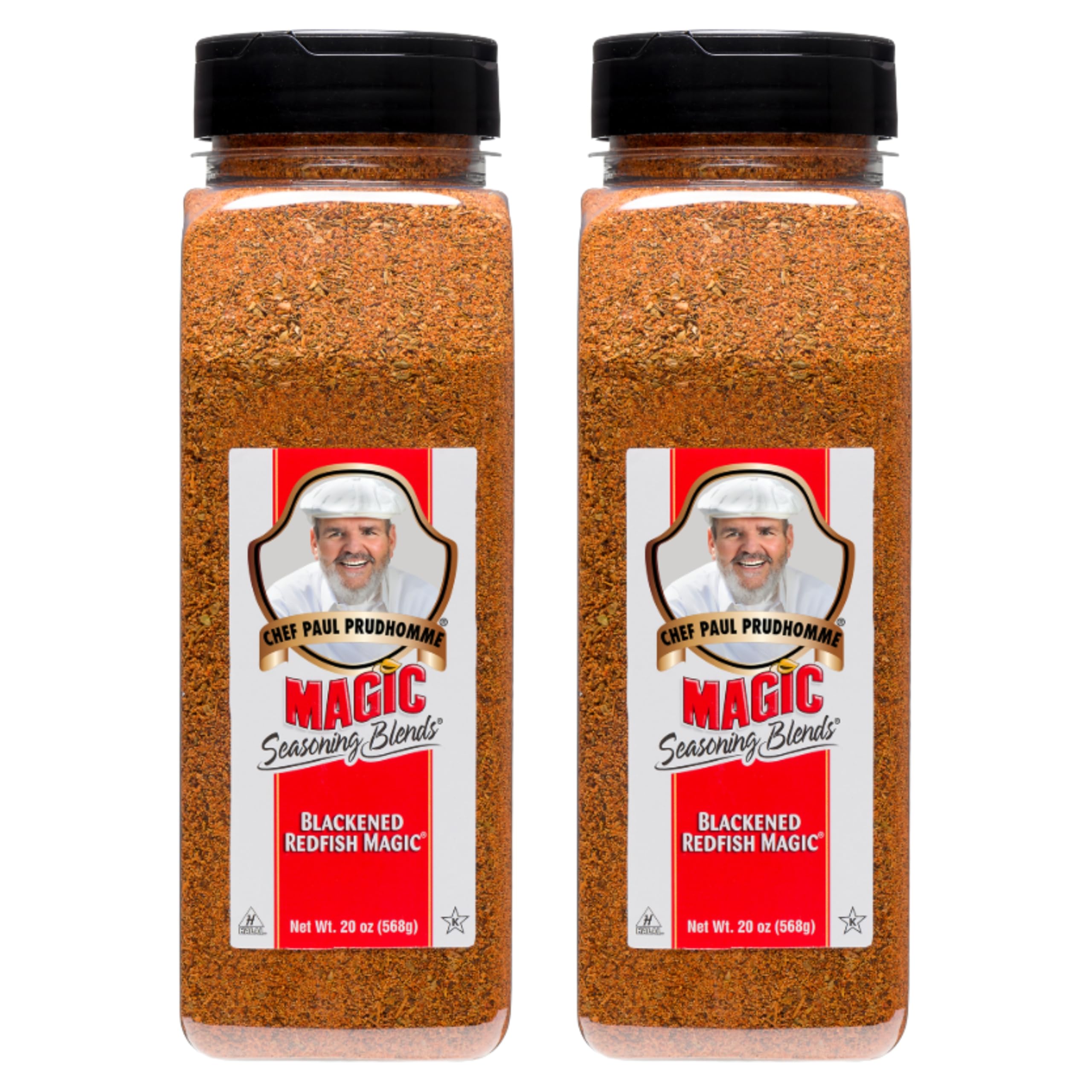 Magic Seasoning Blends blackened redfish bottle close-up for bold, smoky seafood flavor.