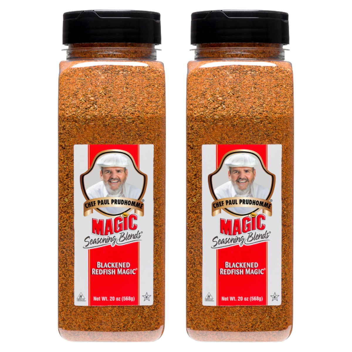 Magic Seasoning Blends blackened redfish bottle close-up for bold, smoky seafood flavor.