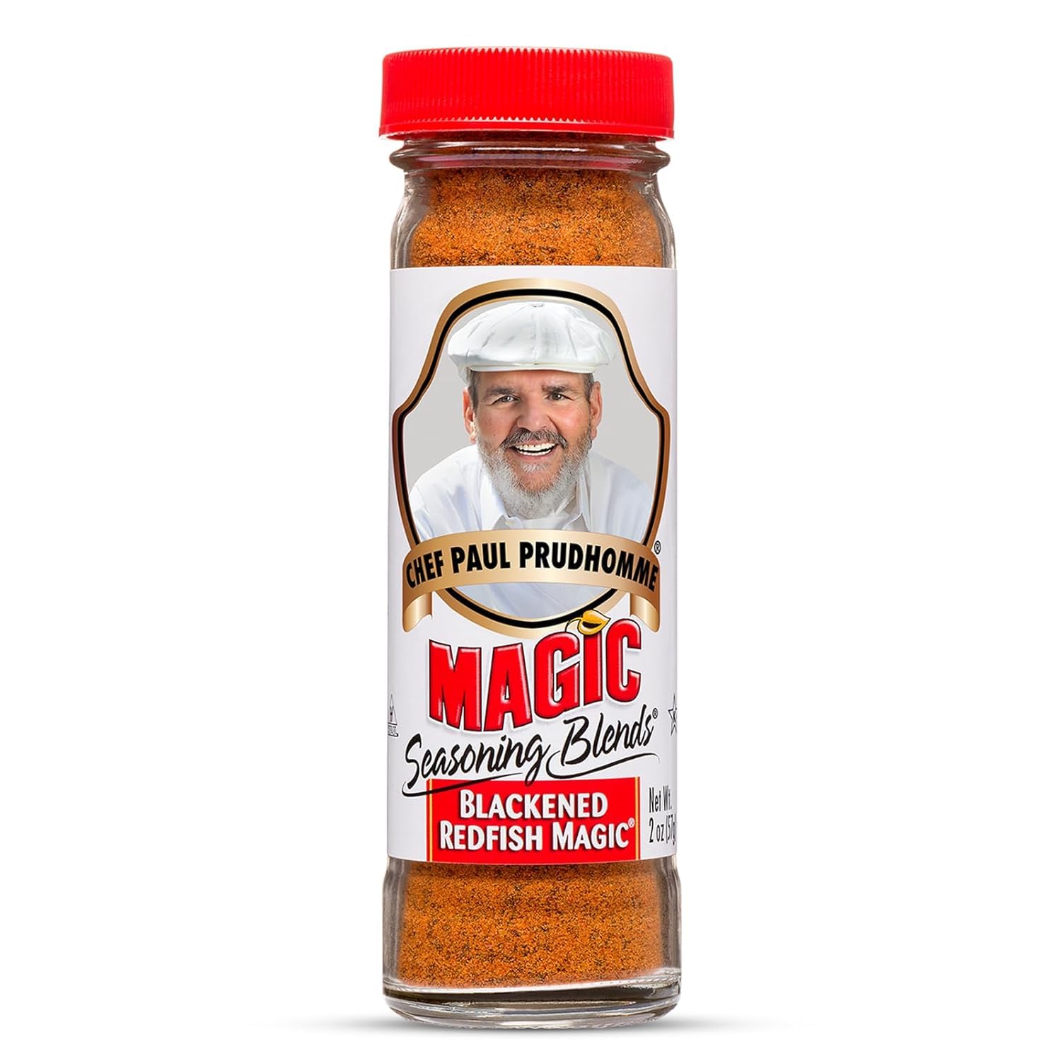 Magic Seasoning Blends Chef Paul Blackened Redfish label shows bold flavor for seafood