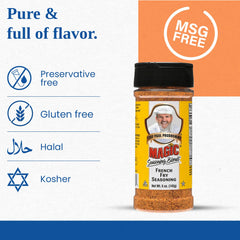 Magic Seasoning Blends French Fry Seasoning closeup highlights clean ingredients and inviting aroma.
