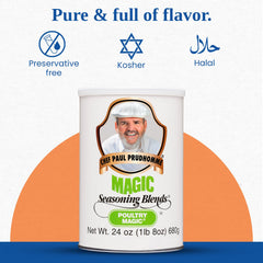 Poultry Magic Seasoning rub applied to chicken for even browning.