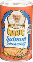 Magic Seasoning Blends salmon seasoning bottle front enhances seafood flavor.