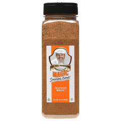 Magic Seasoning Blends Seafood Magic jar enhances rich seafood flavor.