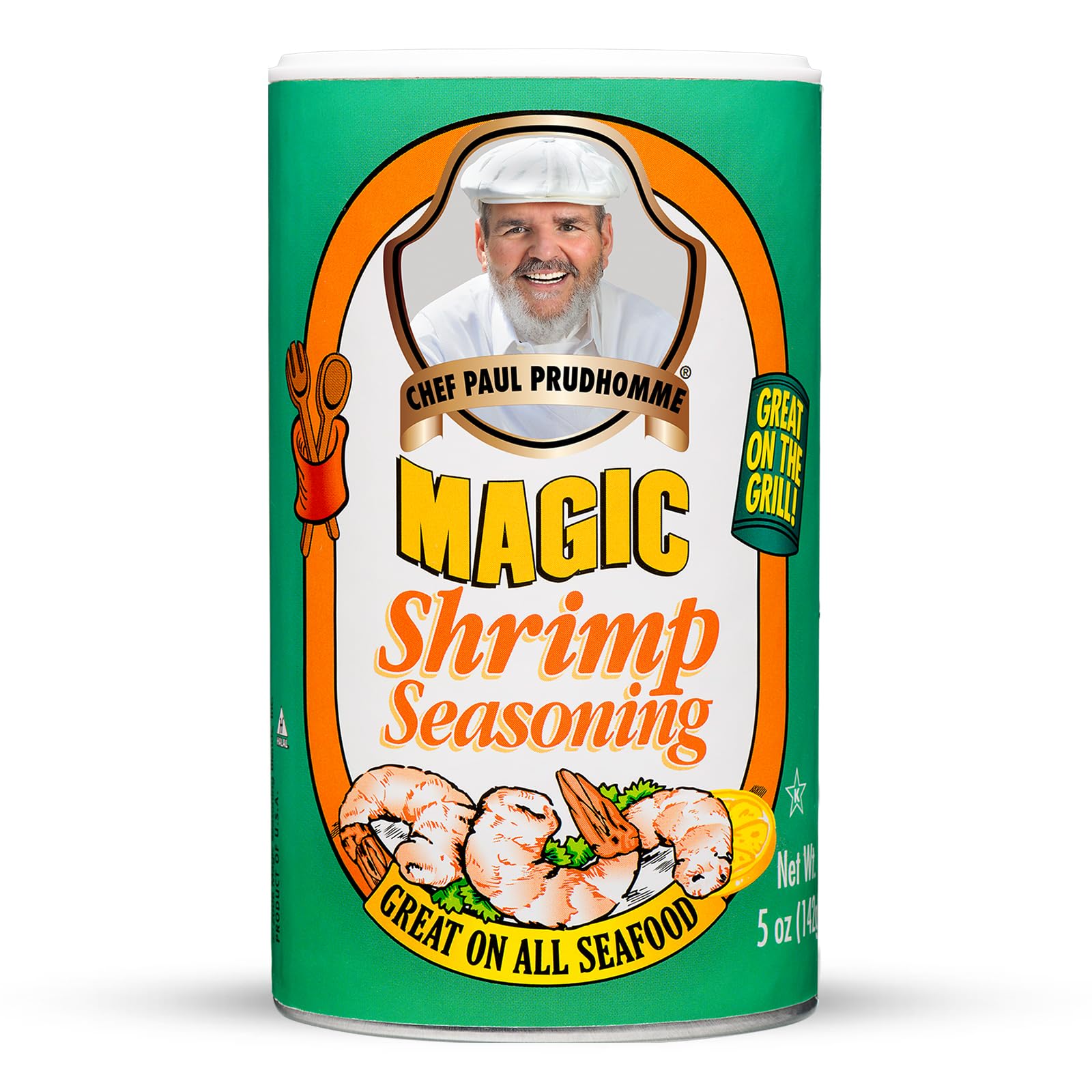 Magic Seasoning Blends Shrimp bottle pour showing quick, flavorful seafood seasoning at home.