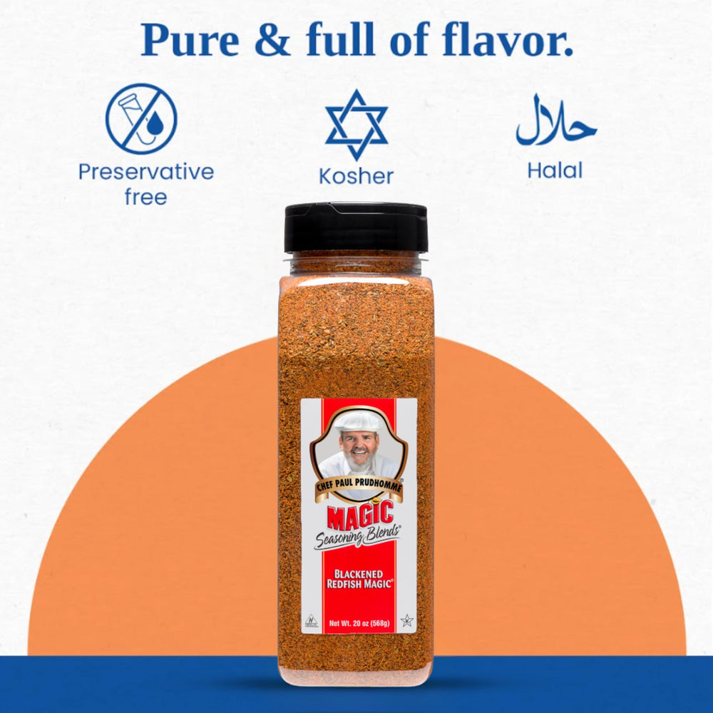 Magic Seasoning Blends seasoning sprinkled on seafood for quick, delicious crust.