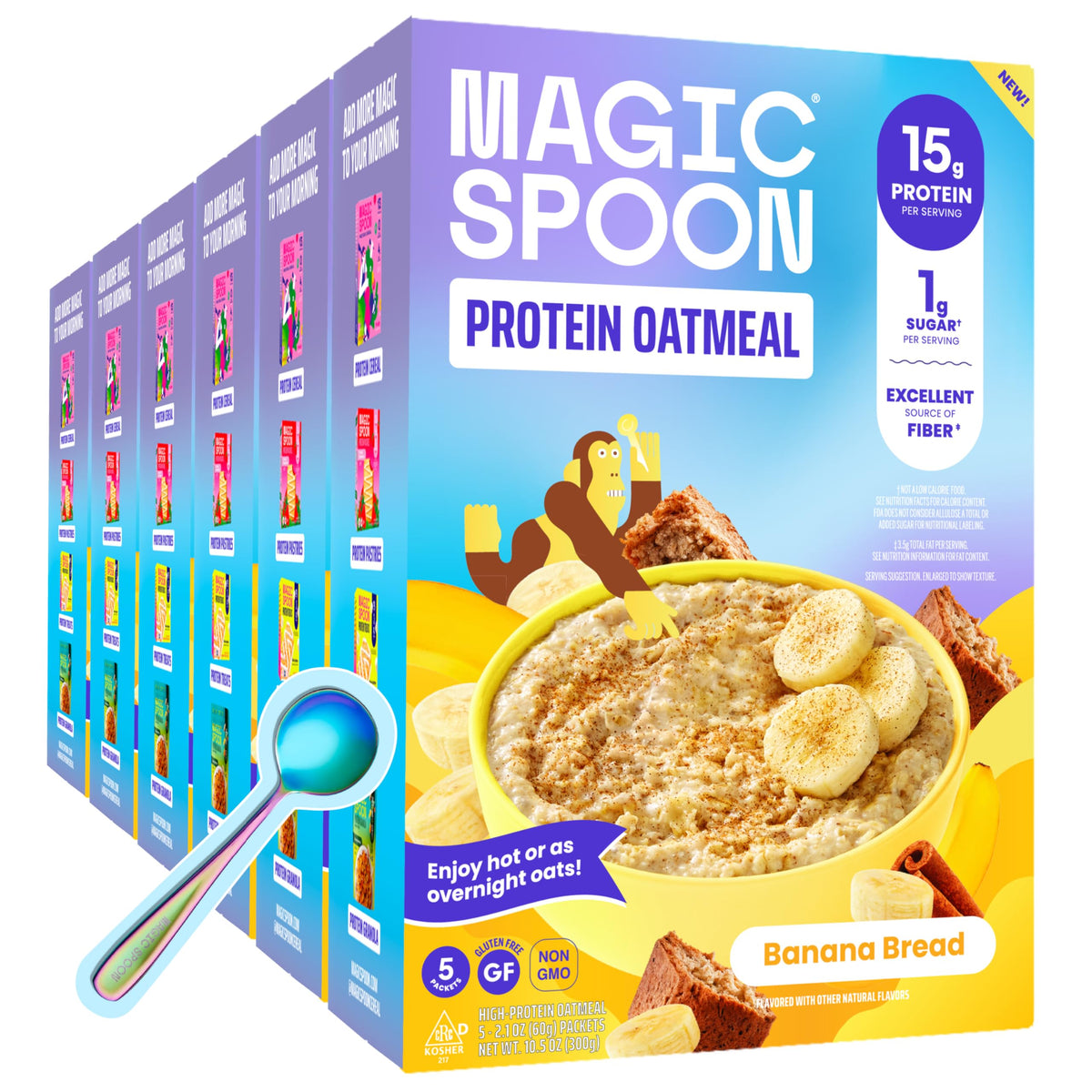 Magic Spoon front box displaying Banana Bread flavor and nutrition benefits