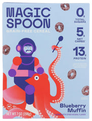 Magic Spoon front packaging showing blueberry muffin cereal and inviting flavor
