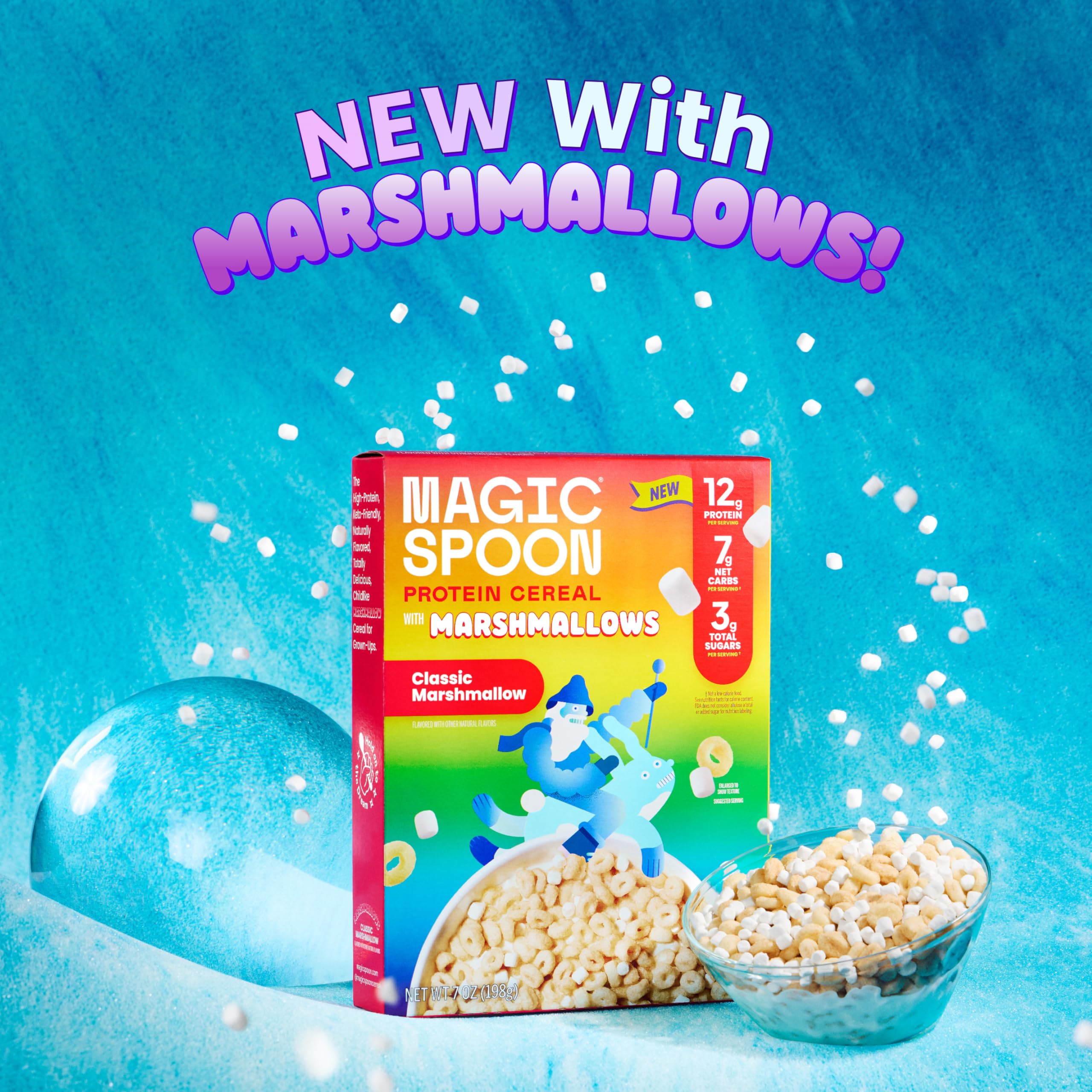 Magic Spoon crunchy texture in a bowl with milk.