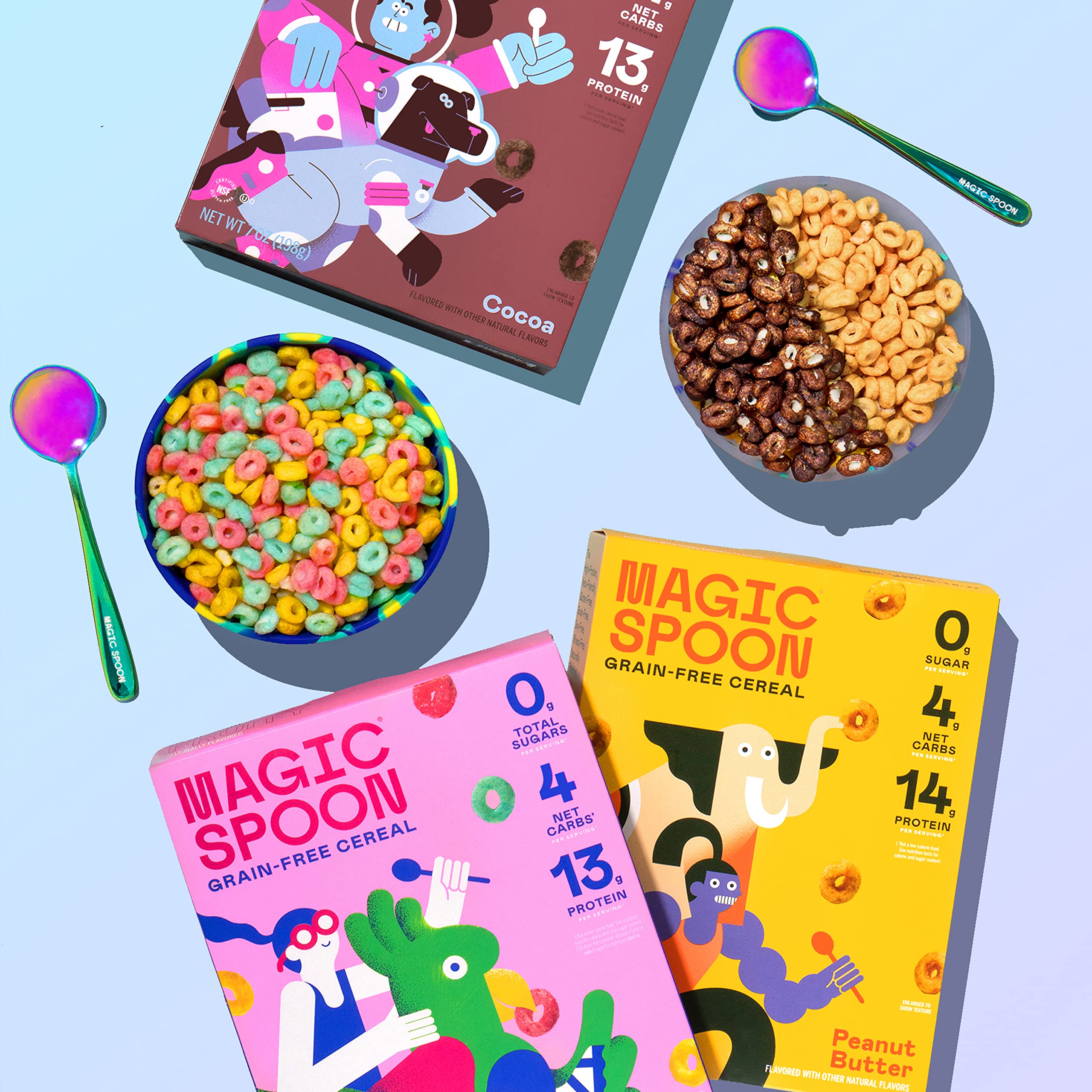 Magic Spoon cereal in a bowl shows bright, inviting texture.
