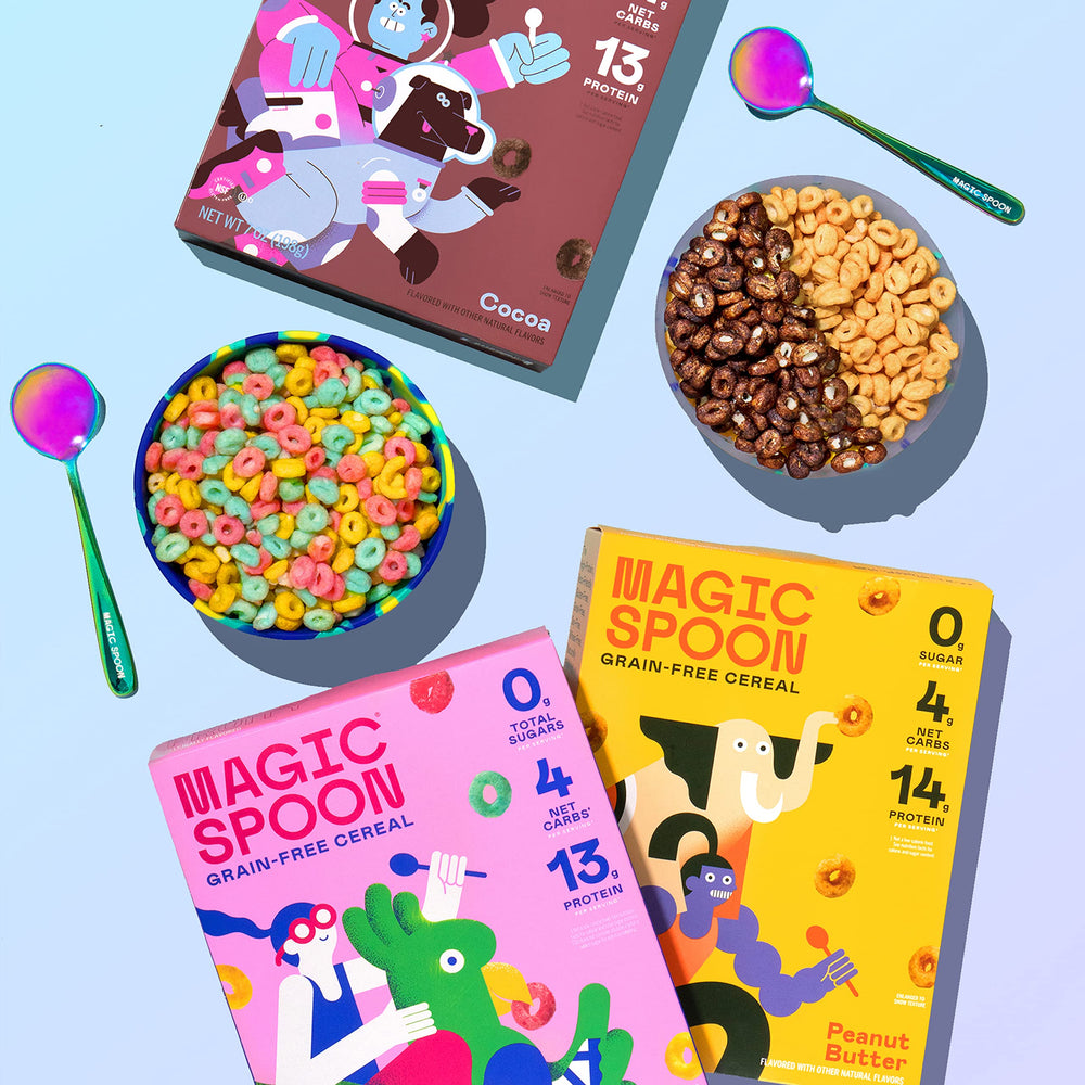 Magic Spoon cereal in a bowl shows bright, inviting texture.