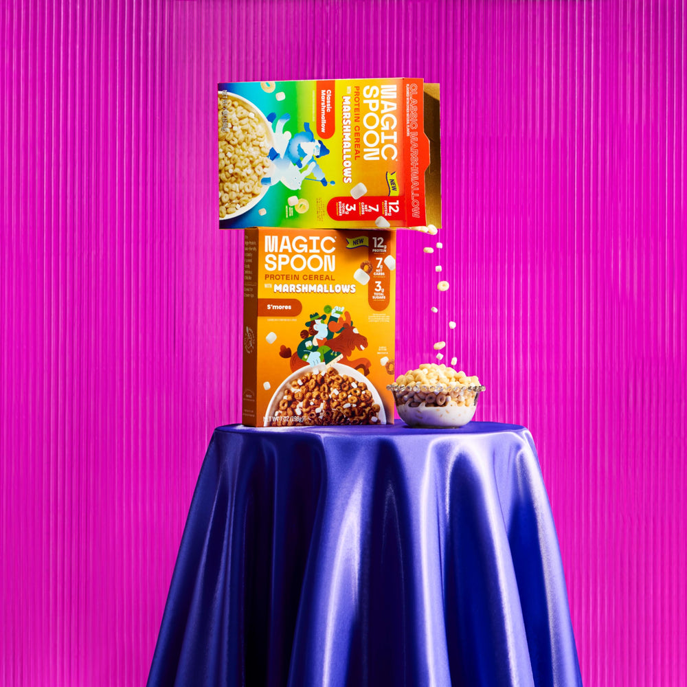 Magic Spoon ingredients label highlights low sugar and keto-friendly recipe.