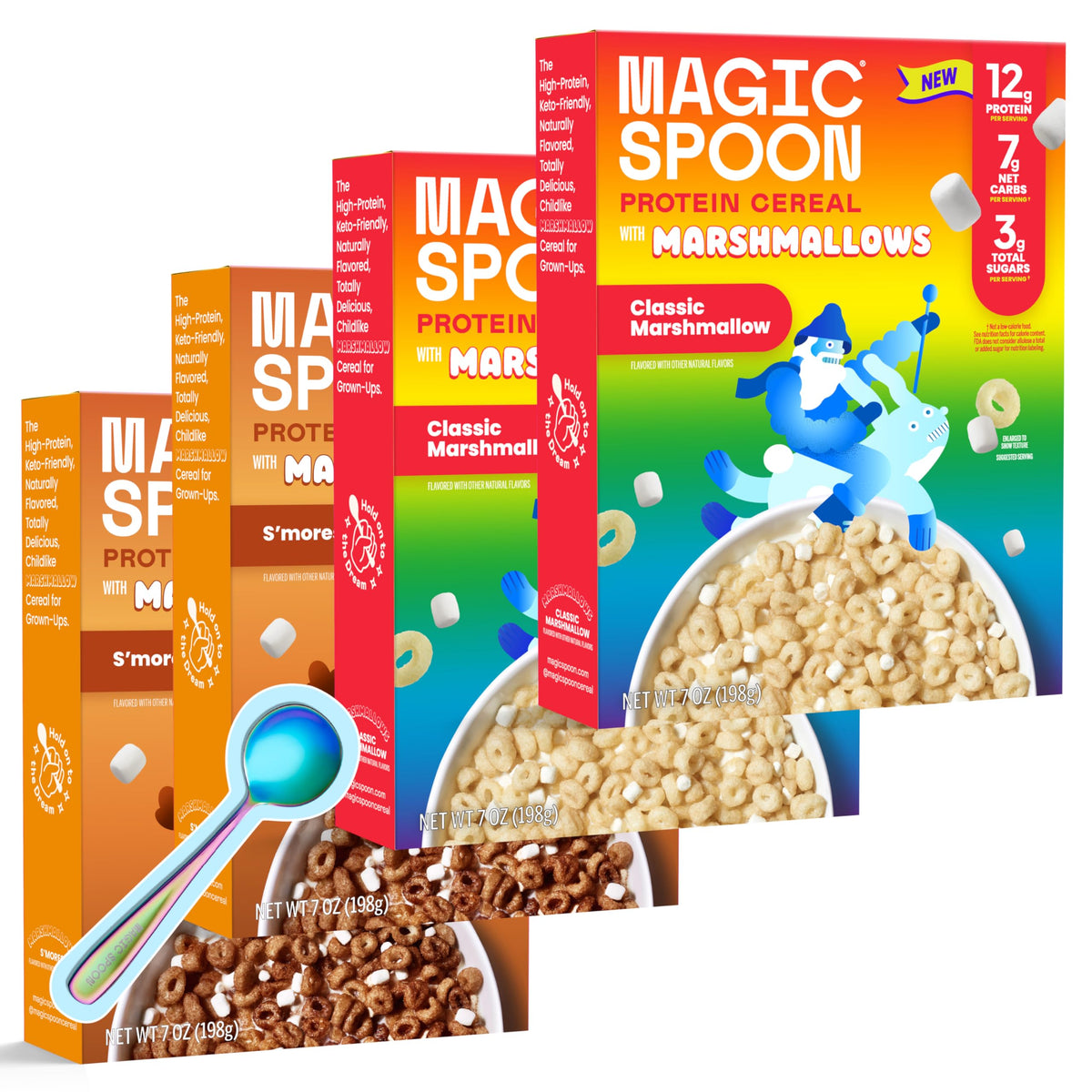 Magic Spoon cereal with marshmallows in a bowl, protein-packed breakfast option.