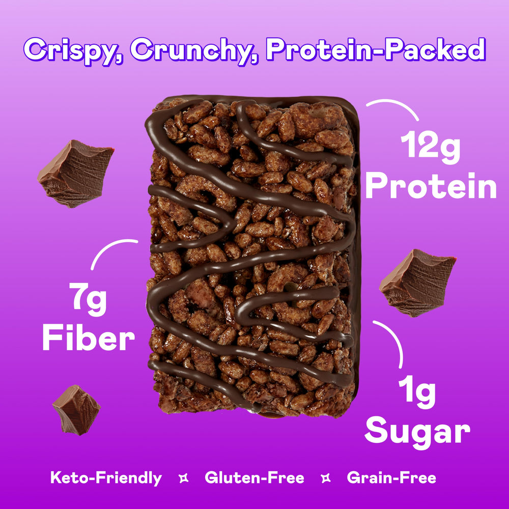 Magic Spoon single Double Chocolate bar unwrapped to show portability and protein