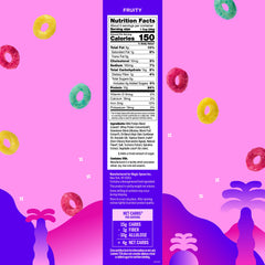 Magic Spoon Fruity cereal being poured, zero sugar and keto friendly.