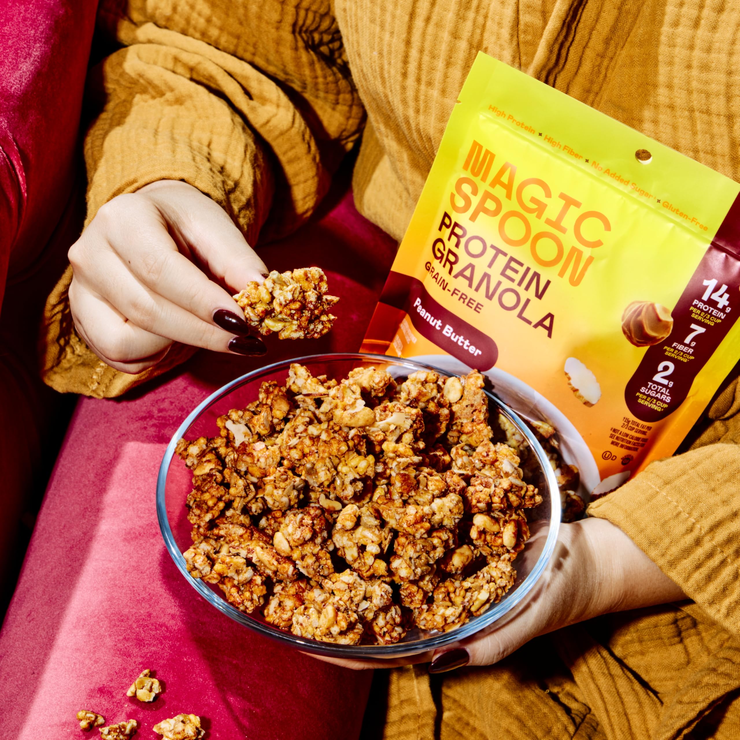 Magic Spoon granola gluten-free and grain-free ingredients for sensitive diets.