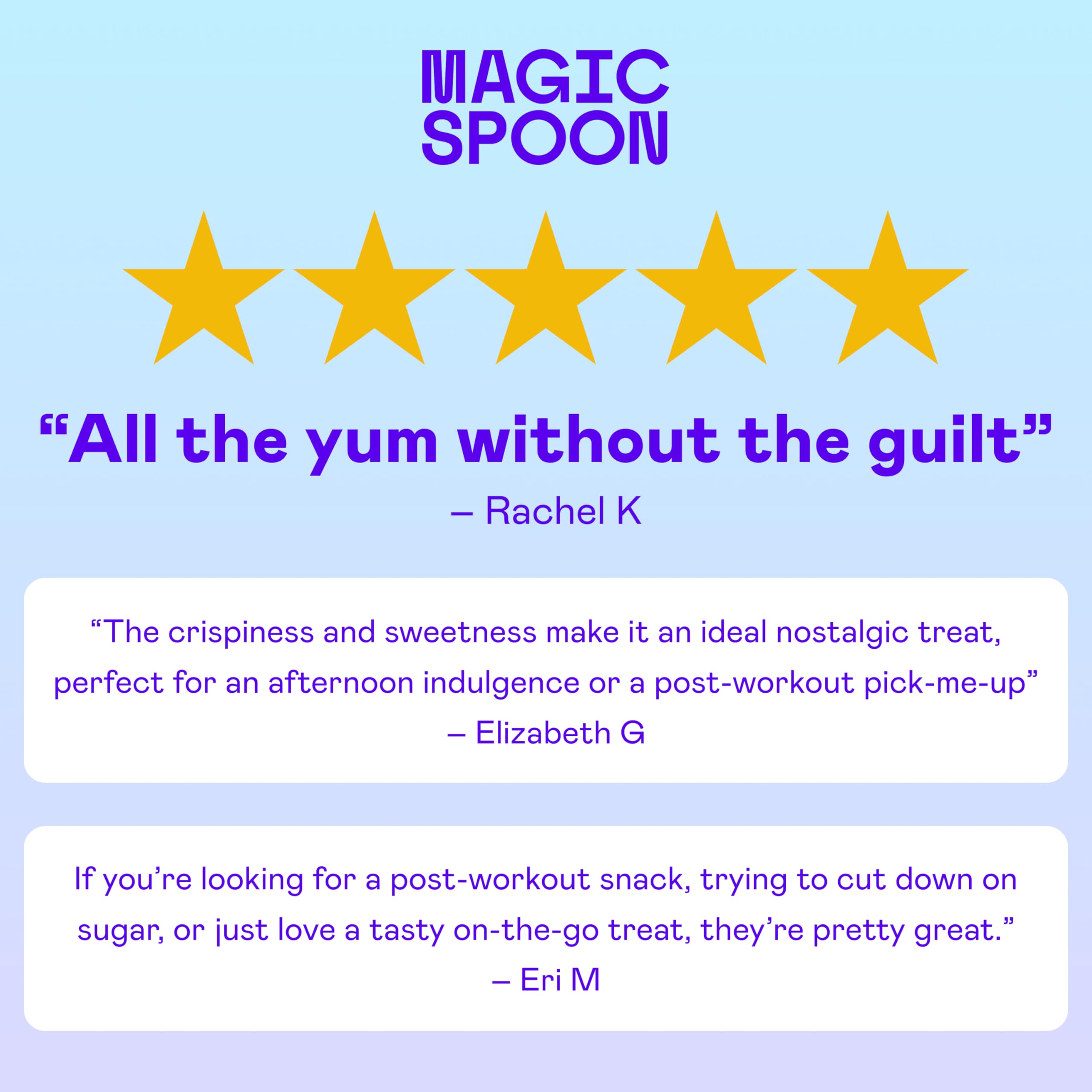 Magic Spoon marshmallow ingredients label showing gluten-free and low-carb benefit