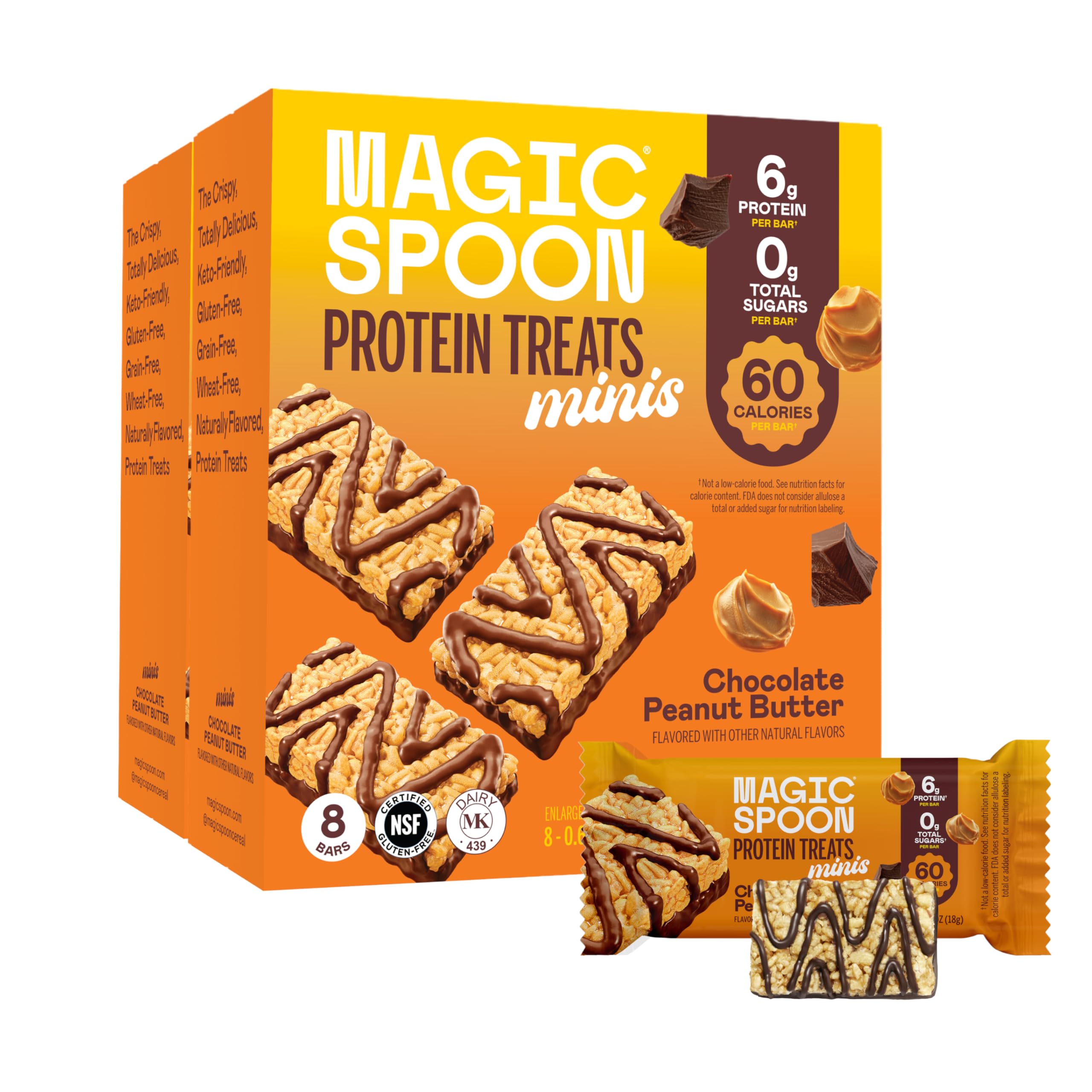 Magic Spoon Mini Treats chocolate PB close-up, crisp chocolate bite.