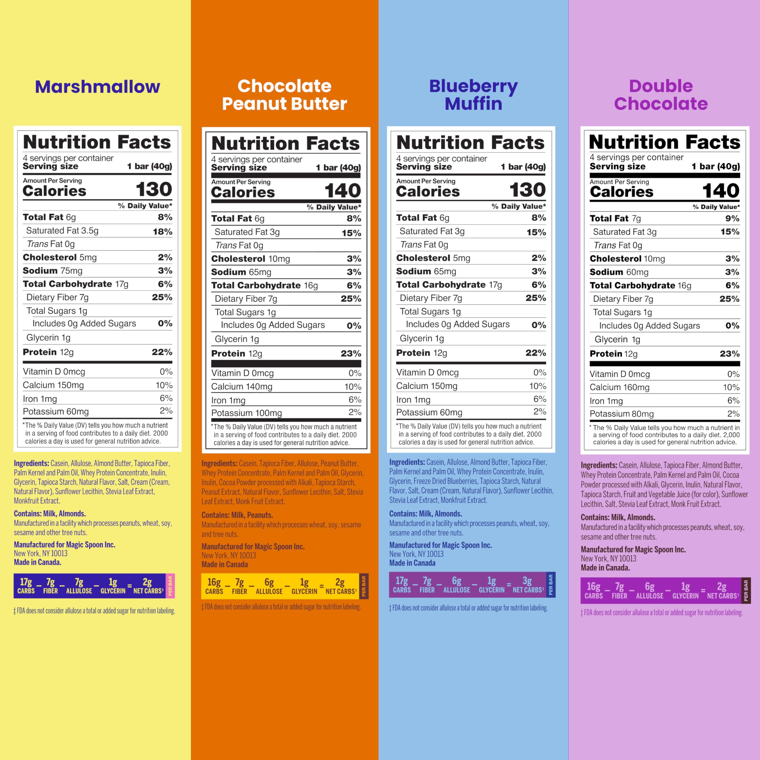 Assortment of Magic Spoon flavors including Marshmallow and Double Chocolate