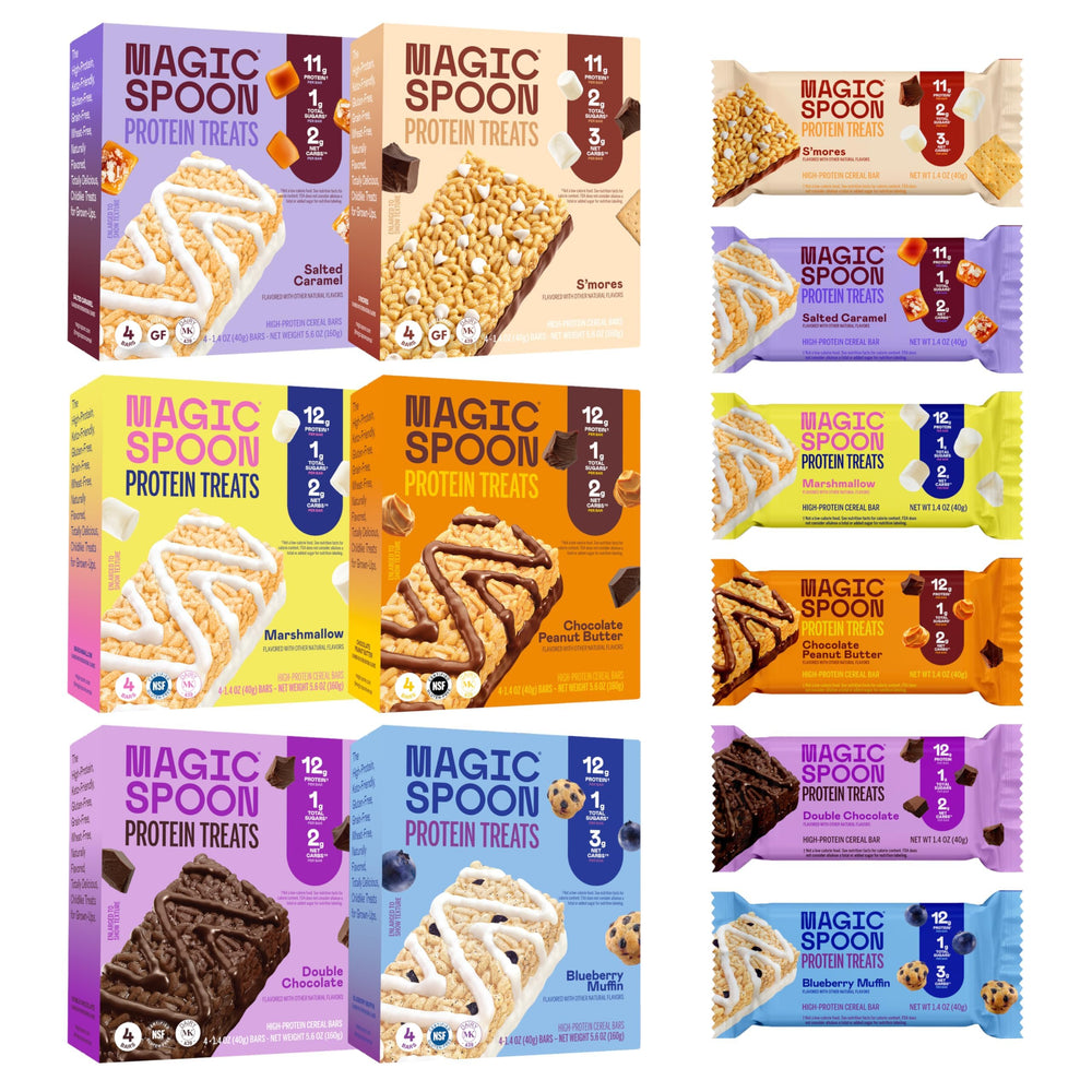 Magic Spoon front packaging showing variety pack and benefits