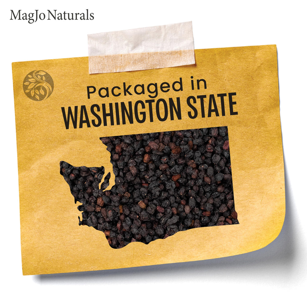 MagJo elderberries ready to use in smoothies, teas, or baking.