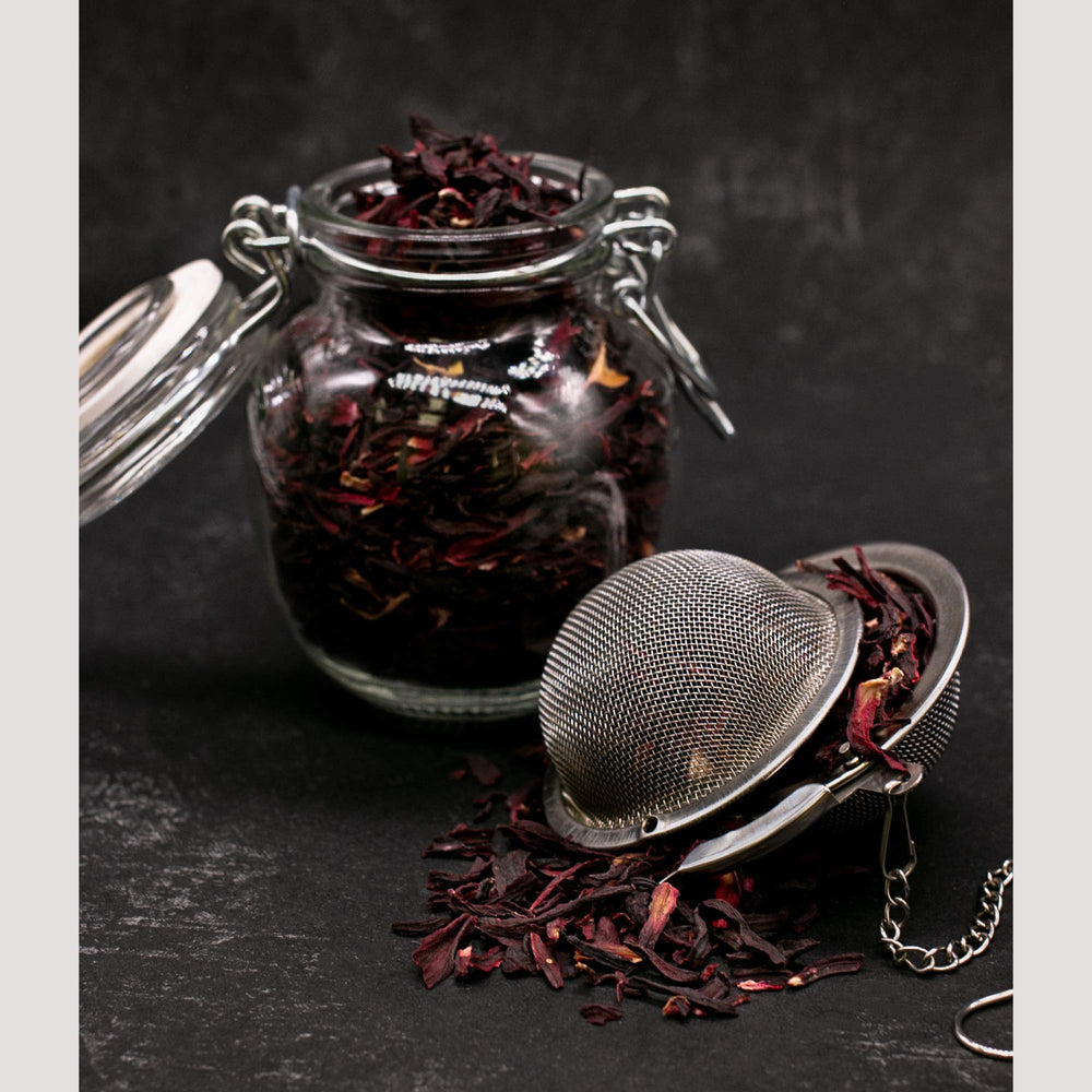 MagJo hibiscus flowers in a resealable kraft pouch to maintain freshness
