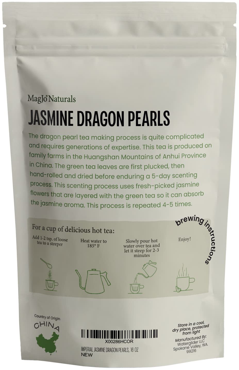 Preparing MagJo Jasmine Dragon Pearls for a brisk brew