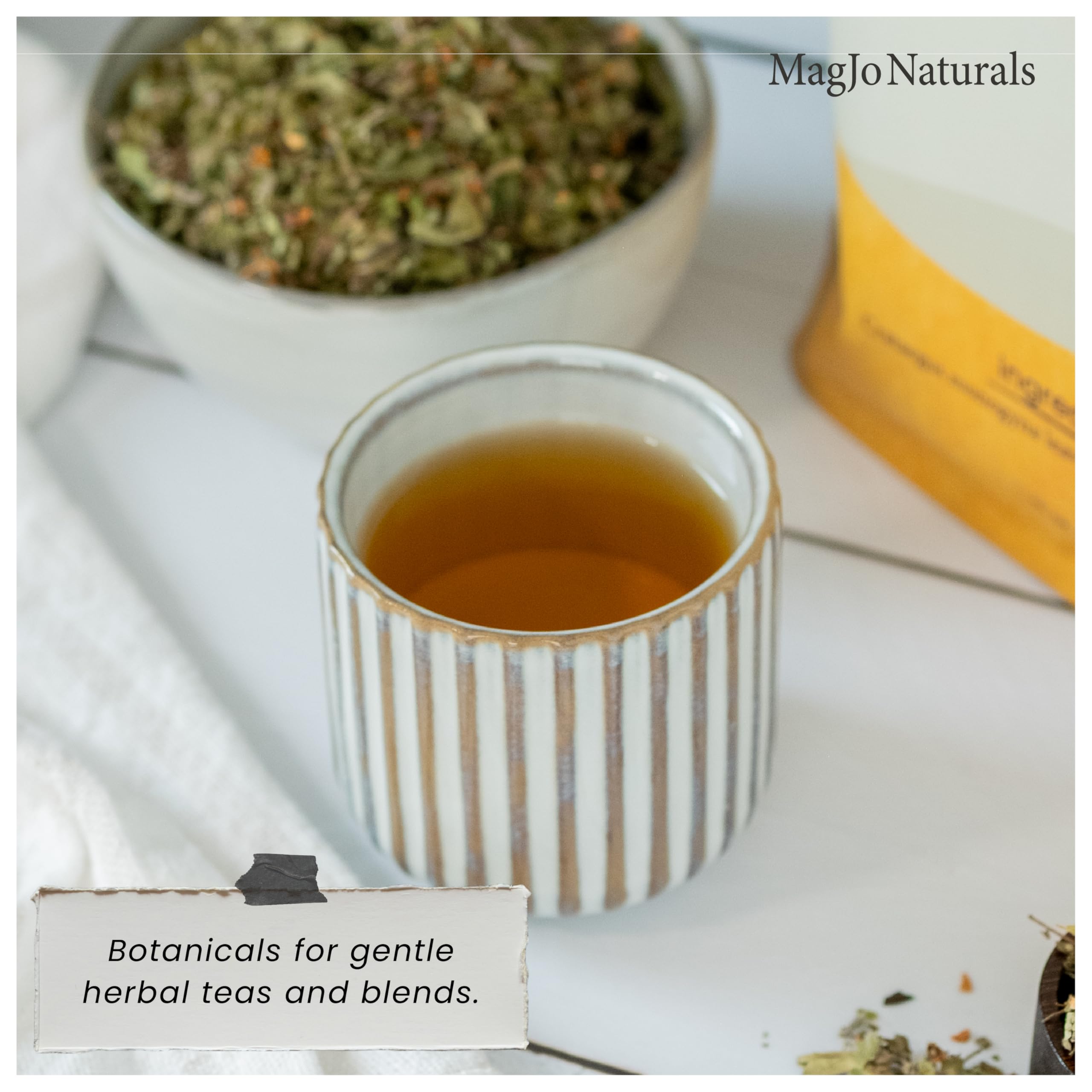 MagJo Naturals dried hawthorn leaves and flowers showcase natural texture.
