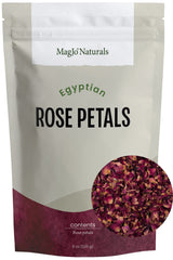MagJo Naturals red rose petals in an 8 oz bag for culinary use.