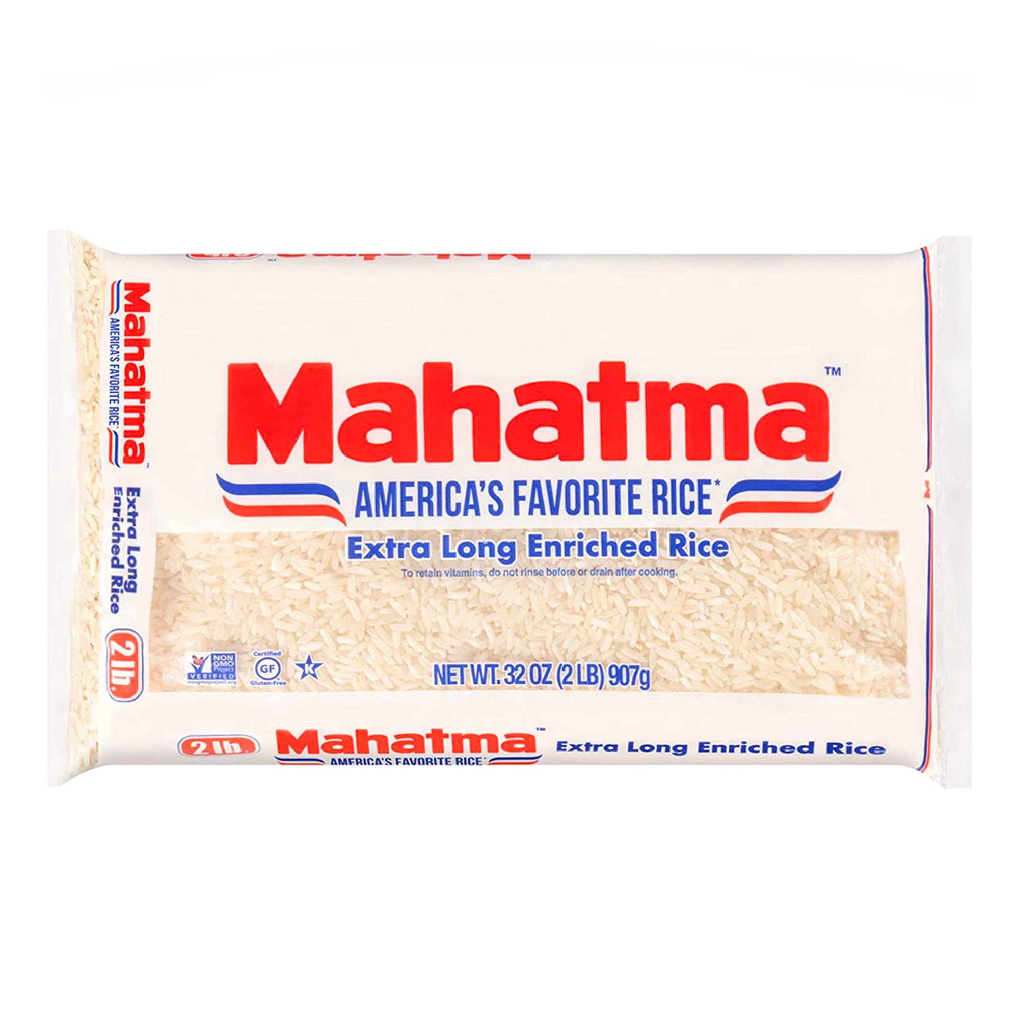 Mahatma extra-long-grain rice 2lb bag ready for fluffy, versatile meals.