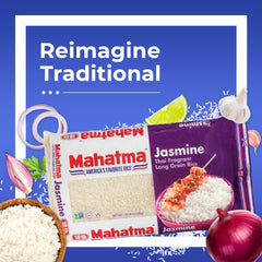 Mahatma Jasmine microwave-ready rice for quick weeknight meals.