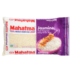 Mahatma Jasmine rice bag with fluffy grains and inviting aroma.