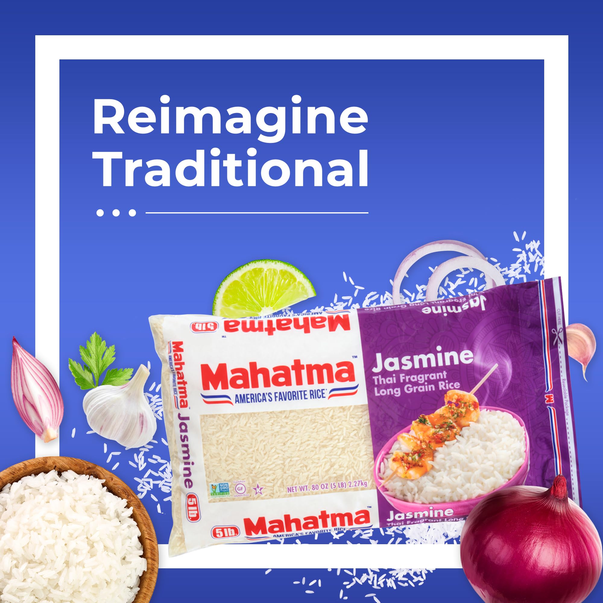 Mahatma Jasmine rice microwave-ready setup for quick, convenient side.
