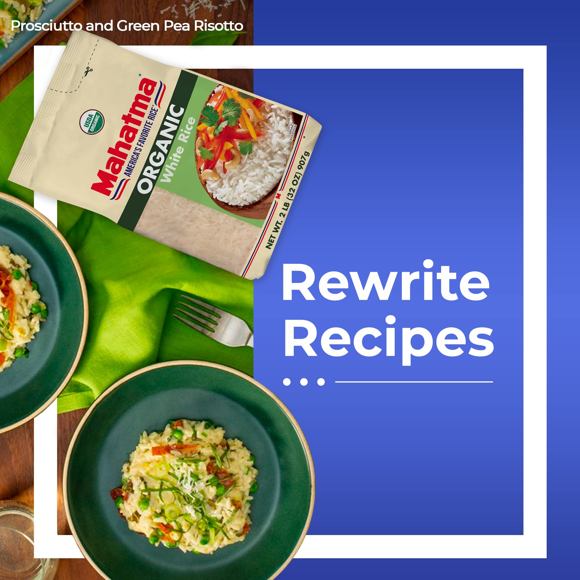 Mahatma Organic White Rice vegan and kosher label signals inclusive meals.