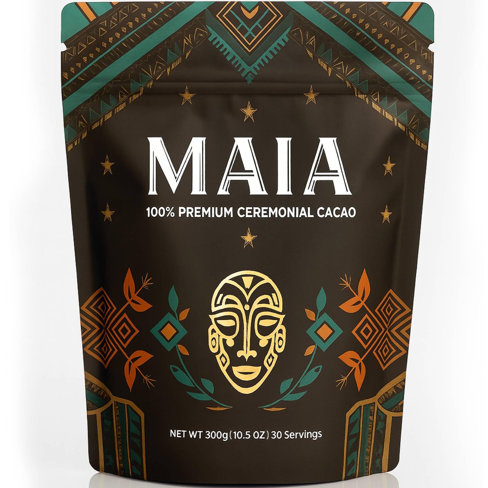 MAÏA ceremonial cacao powder jar for mood balance and steady energy.