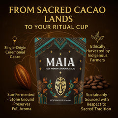 Maia Ceremonial cacao scoop in bowl for easy daily preparation