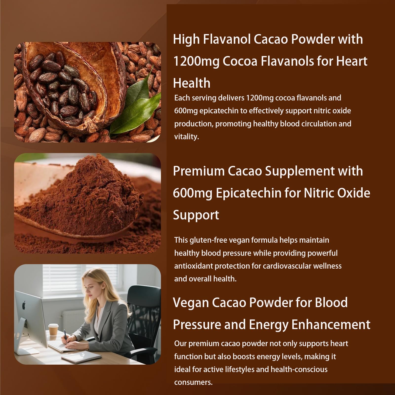 Maia Ceremonial cocoa powder with measuring spoon highlights premium cacao.