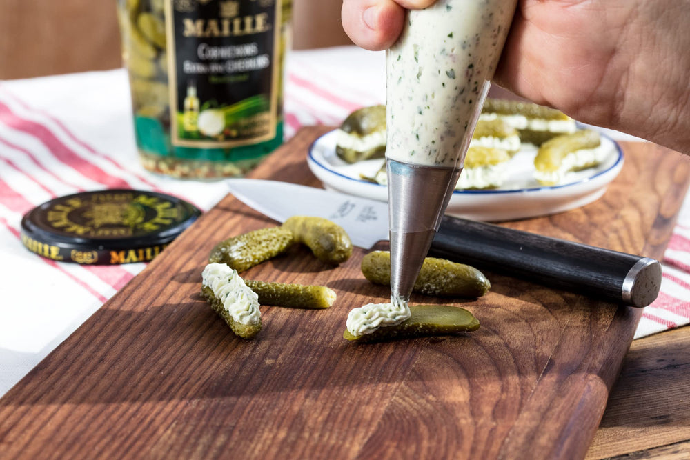 Maille cornichons original crunchy texture enhances burgers and salads