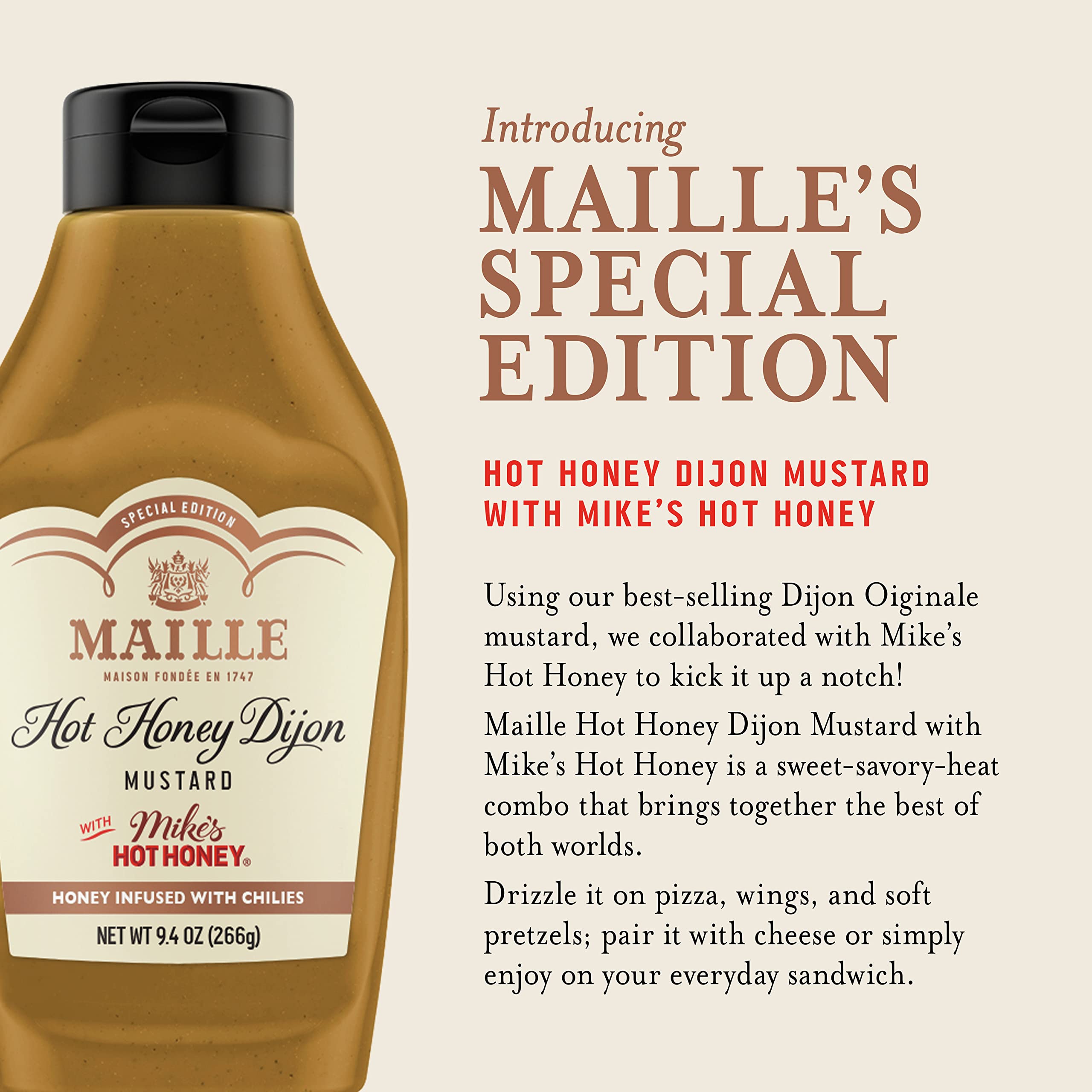 Dipping sauce scene with Maille x Mike's Hot Honey Dijon for fries