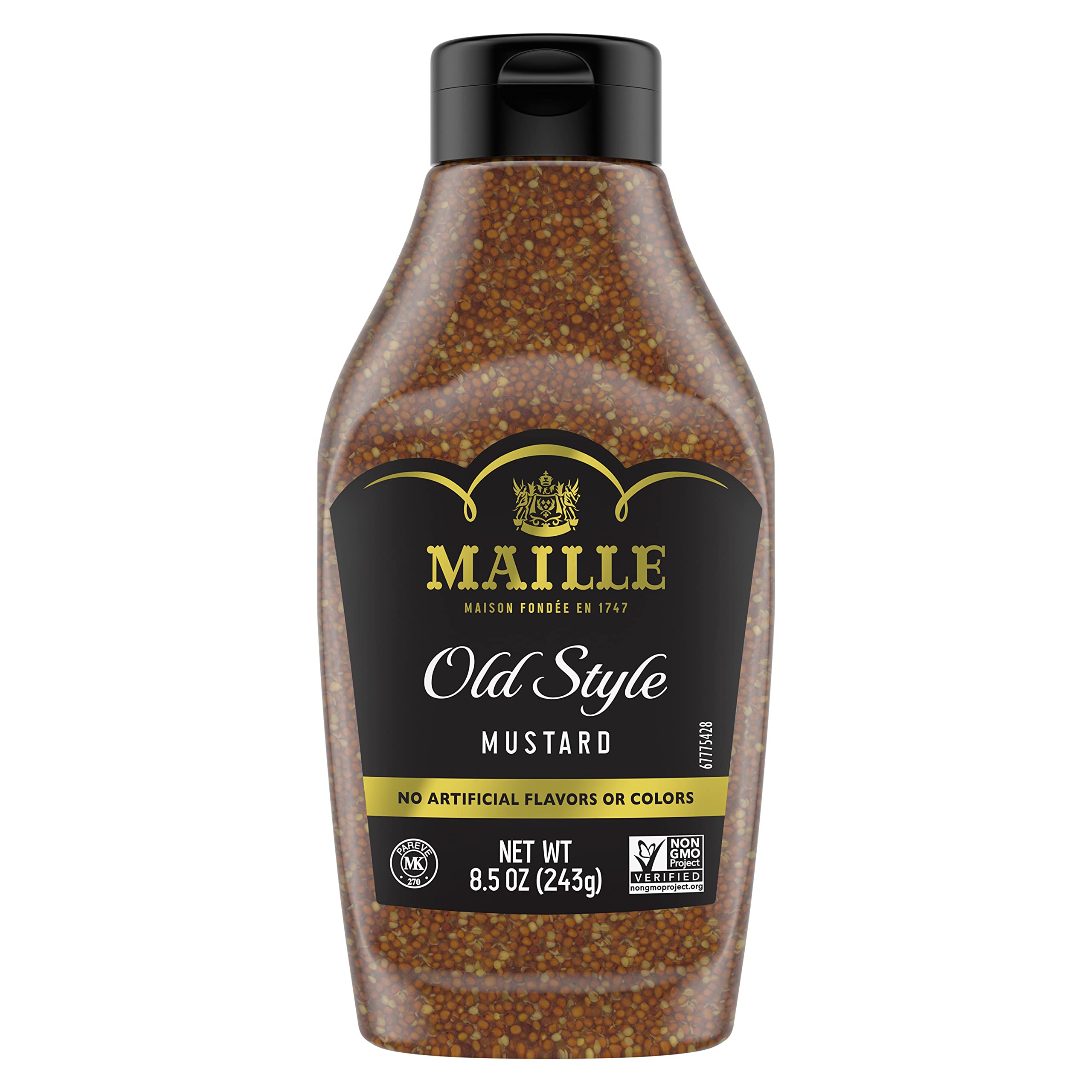 Maille Old Style mustard seeds close-up for grainy texture and bold flavor.