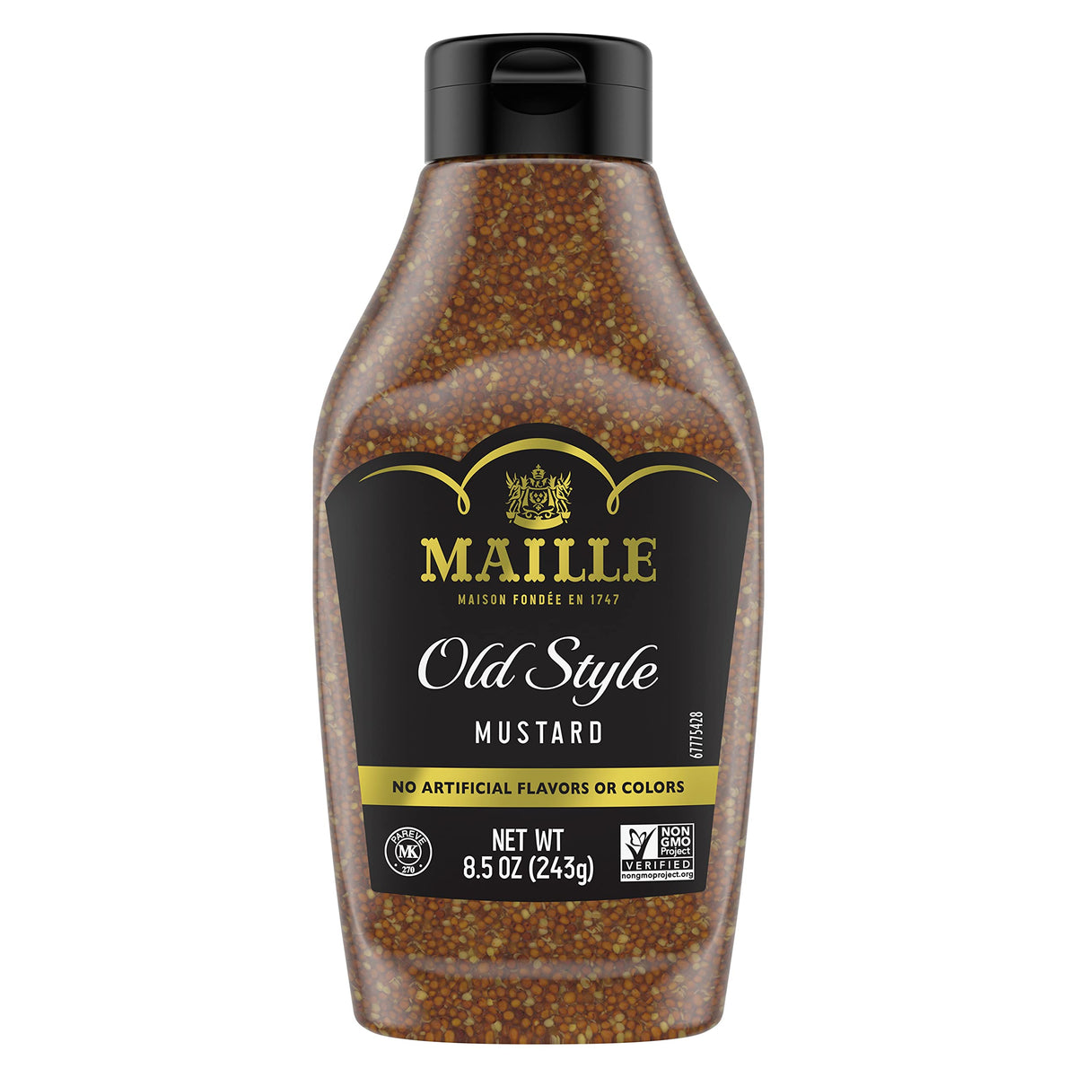 Maille Old Style mustard seeds close-up for grainy texture and bold flavor.