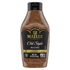 Maille Old Style mustard seeds close-up for grainy texture and bold flavor.