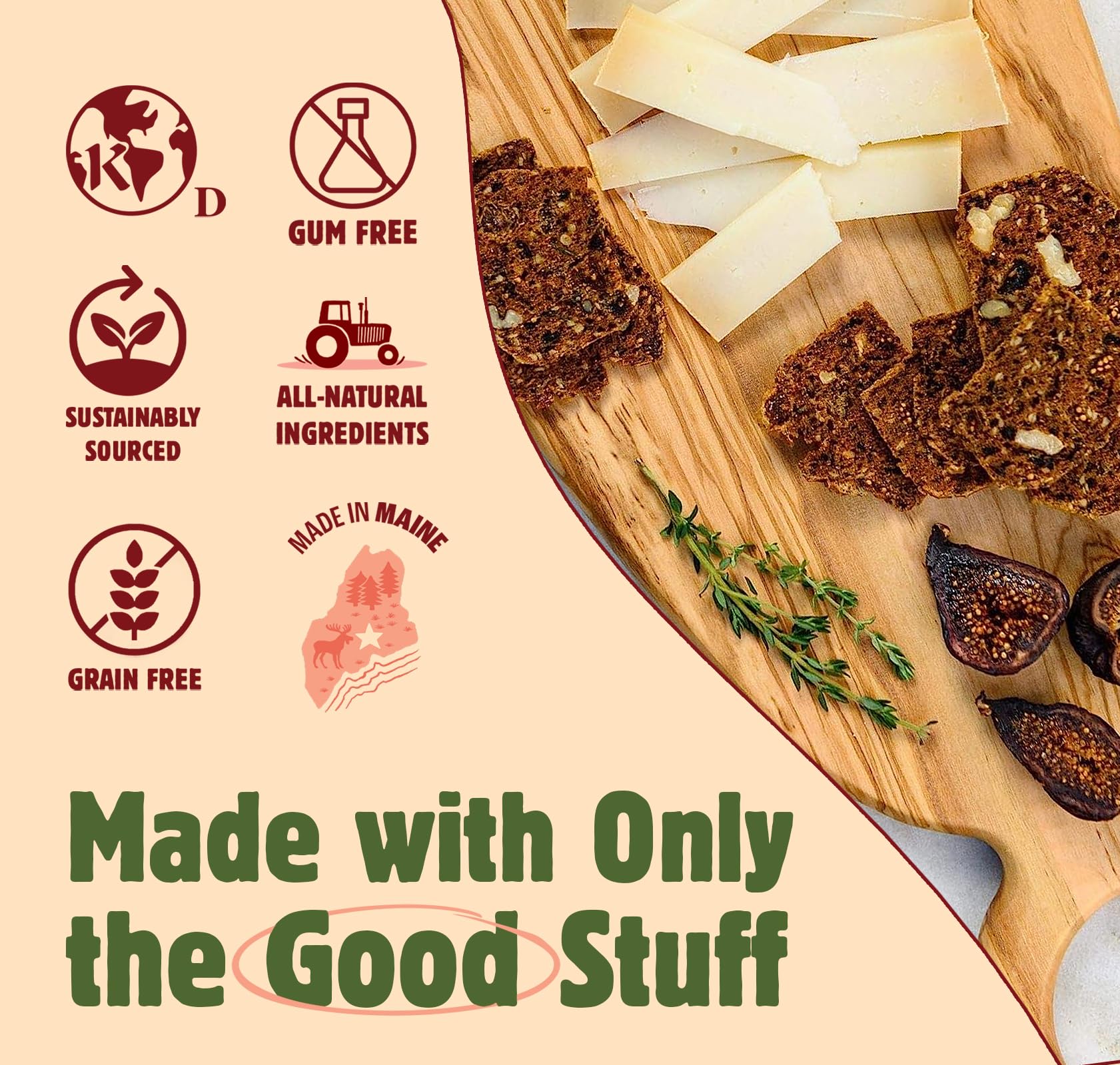 Maine Crisp buckwheat-based crisps with flaxseed and pumpkin seeds