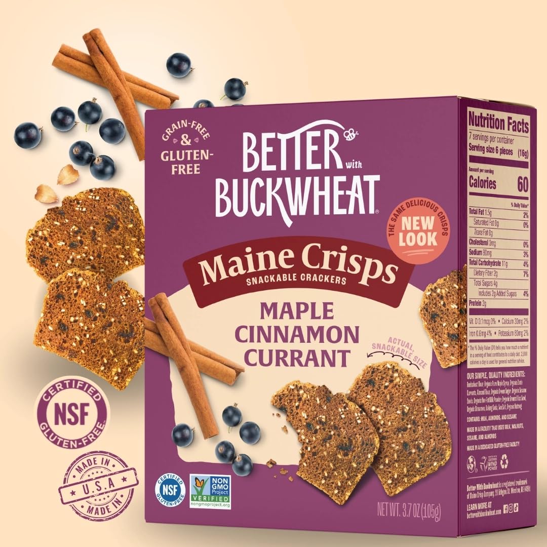 Close-up of Maine Crisp Maple Cinnamon Currants Crisps showing crispy texture