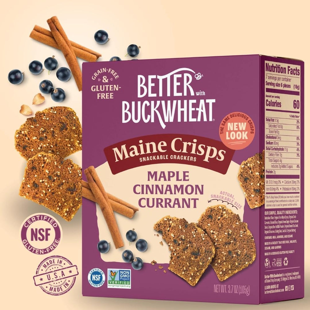 Close-up of Maine Crisp Maple Cinnamon Currants Crisps showing crispy texture
