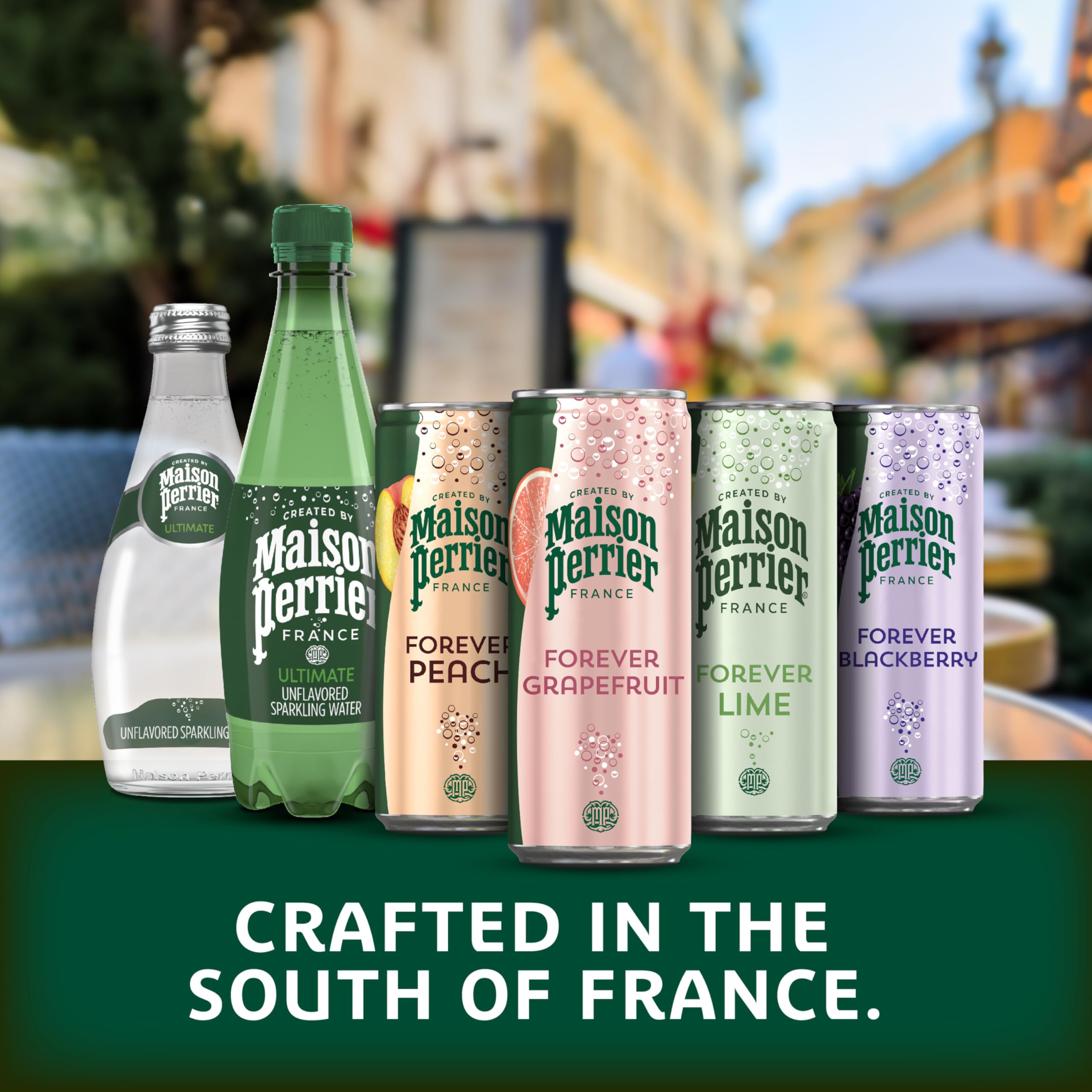 Maison Perrier 12-pack on shelf, ideal for stocking up and family gatherings