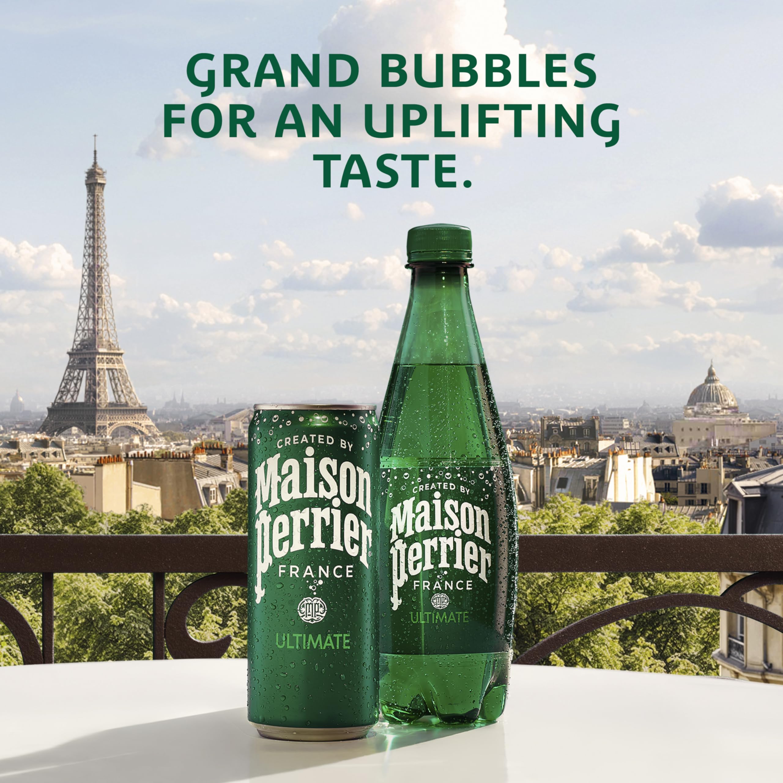 Maison Perrier bubbles closeup showcasing vibrant effervescence for a refreshing sip