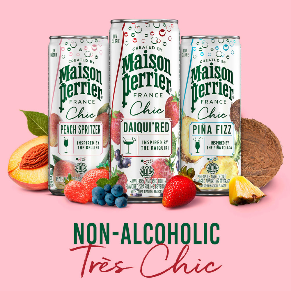 Assorted Maison Perrier Chic collection bottles conveying French elegance for versatile mocktails