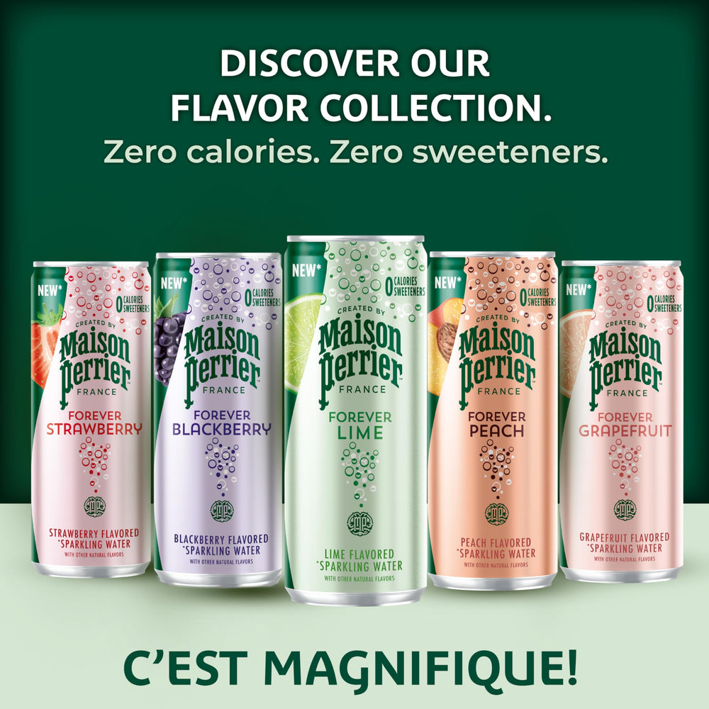 Maison Perrier Forever Grapefruit pour into glass demonstrates versatile serving with food pairings