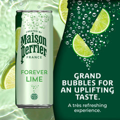 Close-up of Maison Perrier Forever Lime label on can