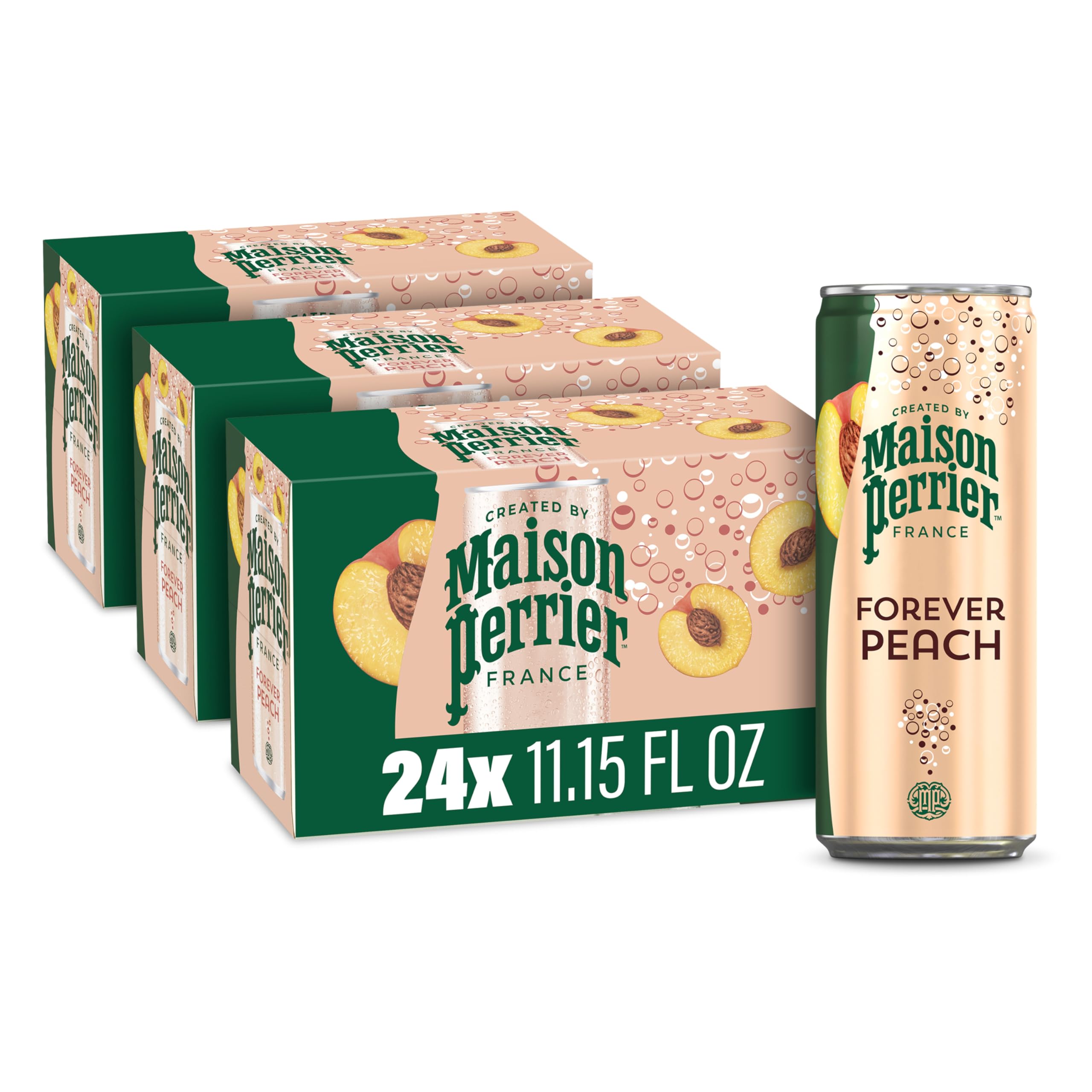Maison Perrier Forever Peach can front view with crisp aroma and zero calories.